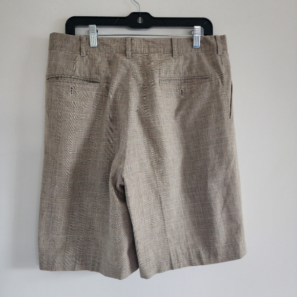 J. J. Farmer Men's Herringbone  Linen Plaid Front Pleated Shorts Size 34 - Picture 4 of 9